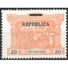 POR0186N.01-SELO VASCO DA GAMA COM SOBRECARGA REPÚBLICA, 20R - PORTUGAL - 1911 - N COM GOMA