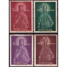 POR0845N-SÉRIE SANTA ISABEL RAINHA DE PORTUGAL E SÃO THEOTÔNIO - PORTUGAL - 1958 - N