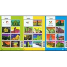 POR3158MF-SÉRIE 3 MINIFOLHAS AS 7 MARAVILHAS DE PORTUGAL - PORTUGAL - 2007 - MINT