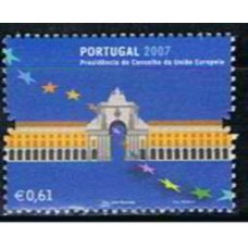 POR3187N-SELO PRESIDÊNCIA PORTUGUESA DO CONSELHO DA UNIÃO EUROPEIA - PORTUGAL - 2007 - N