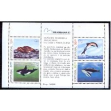 PORB042N-BLOCO EXPOSIÇÃO FILATÉLICA BRASILIANA 83 - FAUNA MARINHA DA COSTA PORTUGUESA - PORTUGAL - 1983 - N