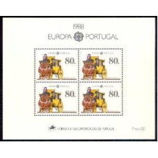 PORB058M-BLOCO SÉRIE EUROPA - TRANSPORTES E COMUNICAÇÕES - PORTUGAL - 1988 - MINT