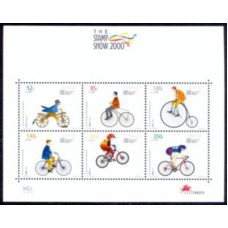 PORB165M-BLOCO EXPOSIÇÃO FILATÉLICA STAMP SHOW 2000 - CENTENÁRIO DA UNIÃO CICLISTA INTERNACIONAL - PORTUGAL - 2000 - MINT