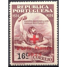 PORFR033M-SELO FRANQUIA CAMÕES COM SOBRECARGA PORTE FRANCO, 16C - PORTUGAL - 1928 - MINT