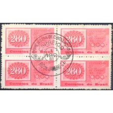 QC0466.01-QUADRA CENTENÁRIO DOS SELOS 'COLORIDOS', CR$ 10,00 - 1961 - CPD RIO DE JANEIRO