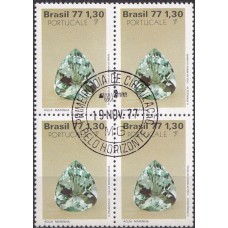 QC1018.04-QUADRA EXPOSIÇÃO FILATÉLICA PORTUCALE 77 - PEDRAS PRECIOSAS, ÁGUA MARINHA - 1977 - CPD BELO HORIZONTE
