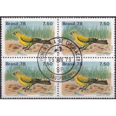 QC1036.28-QUADRA PROTEÇÃO À FAUNA - PÁSSAROS BRASILEIROS, CANÁRIO DA TERRA - 1978 - CPD SÃO PAULO