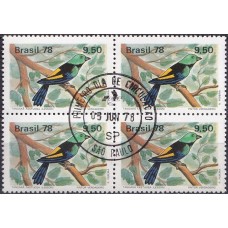 QC1038.28-QUADRA PROTEÇÃO À FAUNA - PÁSSAROS BRASILEIROS, PINTOR VERDADEIRO - 1978 - CPD SÃO PAULO