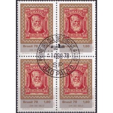 QC1044.28-QUADRA DIA DO SELO - CENTENÁRIO DA EMISSÃO BARBA BRANCA - 1978 - CPD SÃO PAULO
