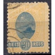 RE0082UA.02-SELO MADRUGADA REPUBLICANA, 20 RÉIS AMARELO DENTEAÇÃO 11 - 1894 - U