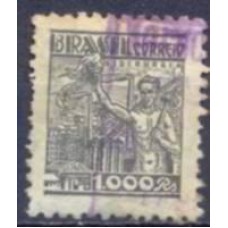RE0392UC-SELO NETINHA, 1.000 RÉIS FILIGRANA 'O' PAPEL MÉDIO LISO - 1942/46 - U
