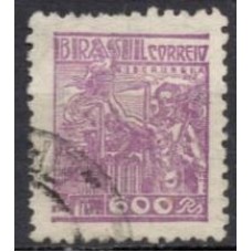 RE0447UB-SELO NETINHA COM TRAÇOS VERDES NO VERSO, 600 RÉIS FILIGRANA 'O' PAPEL MÉDIO LISO - 1942/46 - U