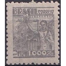 RE0449N-SELO NETINHA COM TRAÇOS VERDES NO VERSO, 1.000 RÉIS FILIGRANA 'O' PAPEL FINO - 1942/46 - N