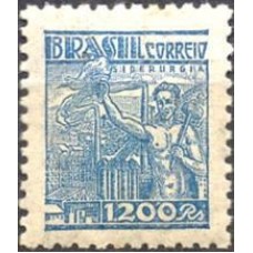 RE0450N.06-SELO NETINHA COM TRAÇOS VERDES NO VERSO, 1.200 RÉIS FILIGRANA 'O' PAPEL MÉDIO TRAMADO - 1942/46 - N