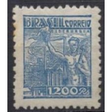 RE0450N.10-SELO NETINHA COM TRAÇOS VERDES NO VERSO, 1.200 RÉIS FILIGRANA 'O' PAPEL MÉDIO TRAMADO - 1942/46 - N