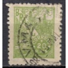 RE0457U-SELO NETINHA COM TRAÇOS VERDES NO VERSO, 20 RÉIS FILIGRANA 'Q' - 1946 - U