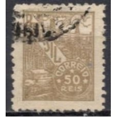 RE0458U-SELO NETINHA COM TRAÇOS VERDES NO VERSO, 50 RÉIS FILIGRANA 'Q' - 1946 - U