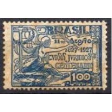 SB0019NB-SELO CENTENÁRIO DOS CURSOS JURÍDICOS, 100 RÉIS - 1927 - N - VARIEDADE: DOIS PONTOS BRANCOS DENTRO DO ÚLTIMO '0' DE '100'
