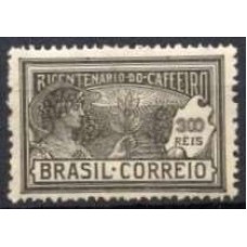 SB0023NA-SELO BICENTENÁRIO DO PLANTIO DO CAFÉ NO BRASIL, 300 RÉIS - 1928 - N - VARIEDADE: "B" DE BICENTENÁRIO PARTIDO