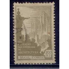 SB0025U-SELO 4ª EXPOSIÇÃO PAN-AMERICANA DE ARQUITETURA, 200 RÉIS - 1930 - U