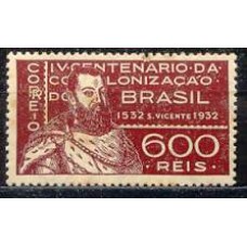 SB0044M-SELO 4º CENTENÁRIO DA FUNDAÇÃO DE SÃO VICENTE E DA COLONIZAÇÃO DO BRASIL, 600 RÉIS - 1932 - MINT