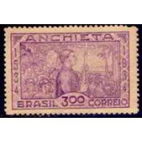 SB0075M-SELO 4º CENTENÁRIO DO NASCIMENTO DE JOSÉ DE ANCHIETA, 300 RÉIS - 1934 - MINT