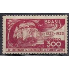 SB0100NC.01-SELO 4º CENTENÁRIO DA COLONIZAÇÃO DO ESPÍRITO SANTO, 300 RÉIS - 1935 - N - VARIEDADE: S DE BRASIL COM BOLA