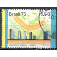 SB0881U-SELO HABITAÇÕES NO BRASIL - O HOMEM E O MEIO, BRASÍLIA FAIXA AMARELA À ESQUERDA - 1975 - U
