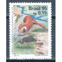 SB1963M-SELO EXPOSIÇÃO FILATÉLICA LUBRAPEX 95 - RIO TIETÊ, AVE E MAMÍFERO - 1995 - MINT