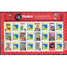 SB3336MF.10-FOLHA PERSONALIZADOS MÔNICA 50 ANOS, BRASILIANA 2013 - 2013 - MINT - PEQUENO AMASSADO NO CANTO SUPERIOR DIREITO