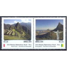 SB3373MS-SE-TENANT RELAÇÕES DIPLOMÁTICAS PERU - PATRIMÔNIOS DA HUMANIDADE - 2014 - MINT
