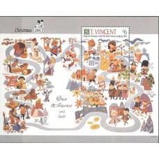 SVIB144N-BLOCO CARTÕES DE NATAL DA COMPANHIA WALT DISNEY I - SÃO VICENTE - 1991 - N