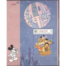 SVIB147N-BLOCO CARTÕES DE NATAL DA COMPANHIA WALT DISNEY II - SÃO VICENTE - 1991 - N
