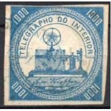 TE0003U.01-SELO TELÉGRAFO COM CARIMBO DE CONTROLE NO VERSO, 1.000 RÉIS - 1869 - U