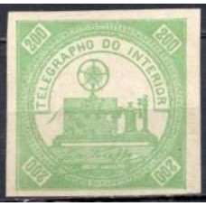 TE0004N.02-SELO TELÉGRAFO, 200 RÉIS VERDE CLARO - 1871 - N