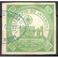 TE0004U.01-SELO TELÉGRAFO, 200 VERDE CLARO RÉIS - 1871 - U
