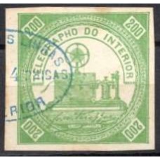 TE0004U.01-SELO TELÉGRAFO, 200 VERDE CLARO RÉIS - 1871 - U