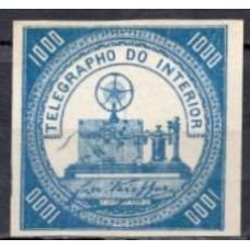 TE0006N.01-SELO TELÉGRAFO, 1.000 RÉIS AZUL CLARO - 1871 - N