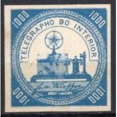 TE0006N.02-SELO TELÉGRAFO, 1.000 RÉIS AZUL CLARO - 1871 - N