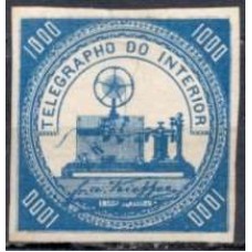 TE0006NA.01-SELO TELÉGRAFO, 1.000 RÉIS AZUL - 1871 - N COM GOMA
