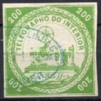 TE0008U.01-SELO TELÉGRAFO TIPO "B" MODIFICADO, 200 RÉIS - 1869 - U