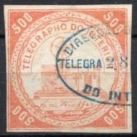 TE0009U.01-SELO TELÉGRAFO TIPO "B" MODIFICADO, 500 RÉIS - 1869 - U