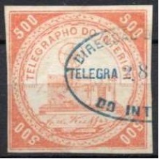 TE0009U.01-SELO TELÉGRAFO TIPO "B" MODIFICADO, 500 RÉIS - 1869 - U