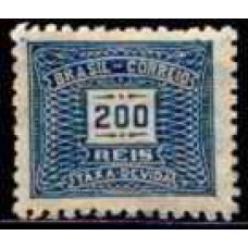 TX0069N-SELO TAXA CIFRA HORIZONTAL FILIGRANA 'K' DENTEAÇÃO 11X11,5, 200 RÉIS - 1931 - N