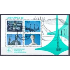 BC0087-BLOCO EXPOSIÇÃO FILATÉLICA LUBRAPEX 90 - ESCULTURAS - 1990 - CBC BRASÍLIA