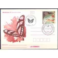 BP0160.01-BILHETE POSTAL EXPOSIÇÃO FILATÉLICA BRASILIANA 79 - BORBOLETAS - 1979 - CBC E CPD BRASÍLIA