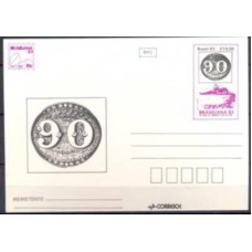 BP0166-BILHETE POSTAL EXPOSIÇÃO FILATÉLICA BRASILIANA 83 - 140 ANOS DO OLHO DE BOI, 90 RÉIS - 1983