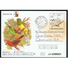 BP0167.12-BILHETE POSTAL EXPOSIÇÃO FILATÉLICA BRAPEX 88 - 1988 - CIRCULADO - FERRUGEM ACENTUADA