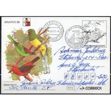 BP0167.14-BILHETE POSTAL EXPOSIÇÃO FILATÉLICA BRAPEX 88 - 1988 - CBC ABERTURA/DIA DA FILATELIA PAULISTA - CIRCULADO