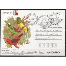BP0167.16-BILHETE POSTAL EXPOSIÇÃO FILATÉLICA BRAPEX 88 - 1988 - CBC ABERTURA/DIA DA FILATELIA PAULISTA - CIRCULADO